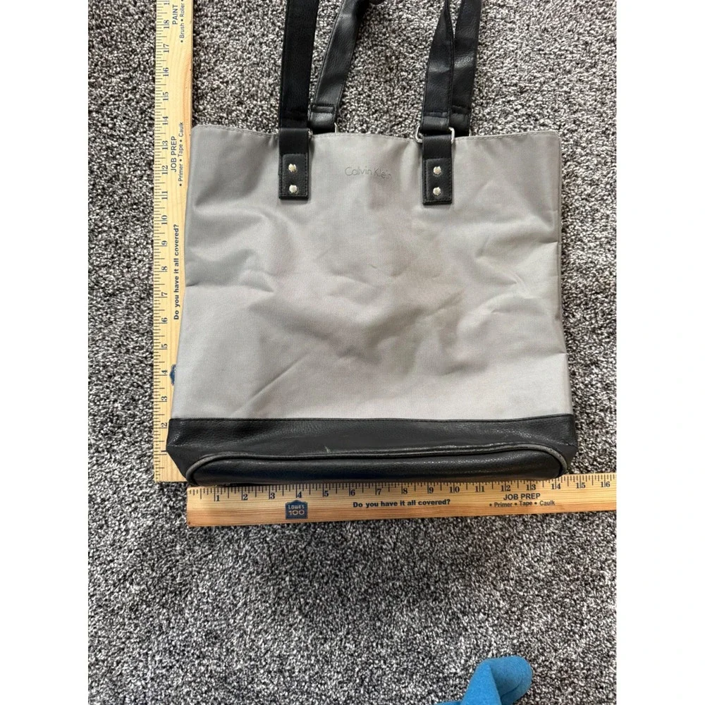 Calvin Klein Grey Black Colorblock Tote Bag Nylon PVC Shoulder Bag
